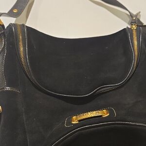 Maxx New York Black Shoulder Bag with Gold Accents